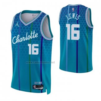 Camiseta Charlotte Hornets Scottie Lewis #16 Ciudad 2021-22 Azul