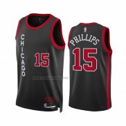 Camiseta Chicago Bulls Julian Phillips #15 Ciudad 2023-24 Negro