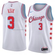 Camiseta Chicago Bulls Omer Asik #3 Ciudad 2018 Blanco