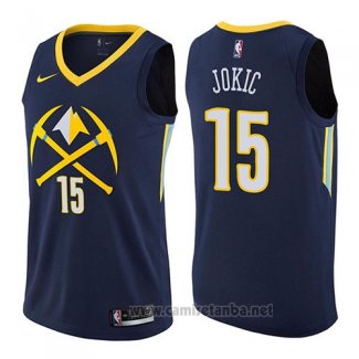 Camiseta Denver Nuggets Nikola Jokic #15 Ciudad 2017-18 Azul