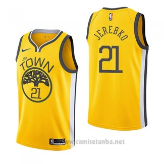 Camiseta Golden State Warriors Jonas Jerebko #21 Earned 2018-19 Amarillo