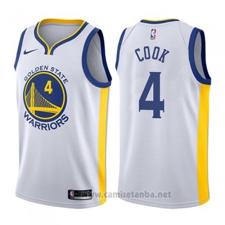 Camiseta Golden State Warriors Quinn Cook #4 Association 2017-18 Blanco