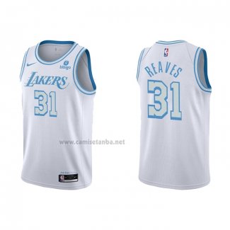 Camiseta Los Angeles Lakers Austin Reaves #31 Ciudad 2021-22 Blanco