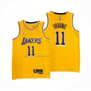 Camiseta Los Angeles Lakers Kyrie Irving #11 75th Anniversary 2021-22 Amarillo