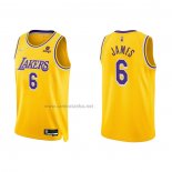 Camiseta Los Angeles Lakers LeBron James #6 75th Anniversary 2021-22 Amarillo