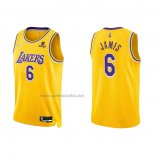 Camiseta Los Angeles Lakers LeBron James #6 75th Anniversary 2021-22 Amarillo