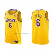 Camiseta Los Angeles Lakers LeBron James #6 75th Anniversary 2021-22 Amarillo