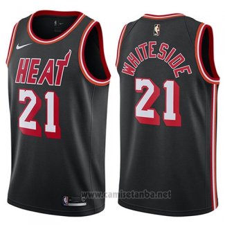 Camiseta Miami Heat Hassan Whiteside #21 Classic 2017-18 Negro