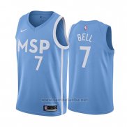 Camiseta Minnesota Timberwolves Jordan Bell #7 Ciudad Edition Azul