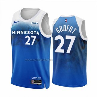 Camiseta Minnesota Timberwolves Rudy Gobert #27 Ciudad 2023-24 Azul