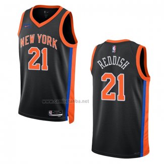 Camiseta New York Knicks Cam Reddish #21 Ciudad 2022-23 Negro