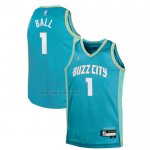 Camiseta Nino Charlotte Hornets Lamelo Ball NO 1 Ciudad 2023-24 Verde