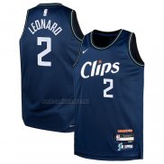 Camiseta Nino Los Angeles Clippers Kawhi Leonard NO 2 Ciudad 2023-24 Azul