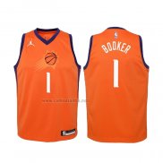 Camiseta Nino Phoenix Suns Devin Booker #1 Statement 2020-21 Naranja