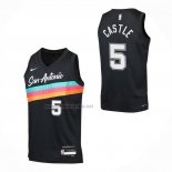Camiseta Nino San Antonio Spurs Stephon Castle NO 5 Ciudad 2025-26 Negro