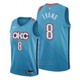 Camiseta Oklahoma City Thunder Jawun Evans #8 Ciudad Azul