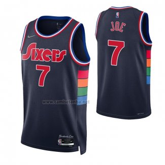 Camiseta Philadelphia 76ers Isaiah Joe #7 Ciudad 2021-22 Azul