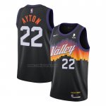 Camiseta Phoenix Suns Deandre Ayton #22 Ciudad 2020-21 Negro