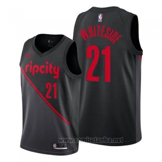 Camiseta Portland Trail Blazers Hassan Whiteside #21 Ciudad 2019 Negro