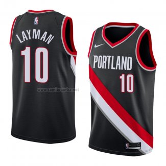 Camiseta Portland Trail Blazers Jake Layman #10 Icon 2018 Negro