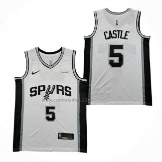 Camiseta San Antonio Spurs Stephon Castle NO 5 Association 2025-26 Blanco