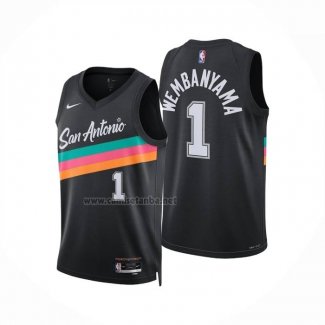 Camiseta San Antonio Spurs Victor Wembanyama NO 1 Ciudad 2025-26 Negro