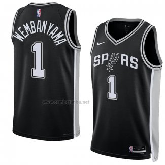 Camiseta San Antonio Spurs Victor Wembanyama #1 Icon 2022-23 Negro