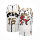 Camiseta Toronto Raptors Vince Carter #15 Mitchell & Ness 1998-99 Blanco Oro