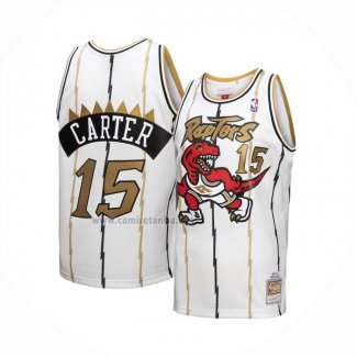 Camiseta Toronto Raptors Vince Carter #15 Mitchell & Ness 1998-99 Blanco Oro