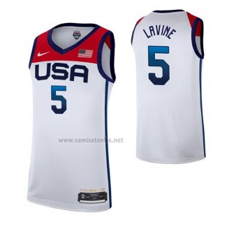 Camiseta USA 2021 Zach LaVine #5 Blanco