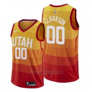 Camiseta Utah Jazz Jordan Clarkson #00 Ciudad Edition Naranja