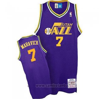 Camiseta Utah Jazz Pete Maravich #7 Retro Violeta