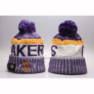 Gorro Beanie Los Angeles Lakers New Era Violeta Blanco