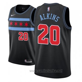 Camiseta Chicago Bulls Rawle Alkins #20 Ciudad 2018-19 Negro