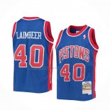 Camiseta Detroit Pistons Bill Laimbeer #40 Mitchell & Ness 1988-89 Azul