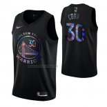 Camiseta Golden State Warriors Stephen Curry #30 Iridescent Logo Negro