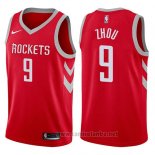 Camiseta Houston Rockets Zhou Qi #9 Swingman 2017-18 Rojo