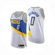 Camiseta Indiana Pacers Tyrese Haliburton NO 0 Ciudad Authentic 2025-26 Blanco