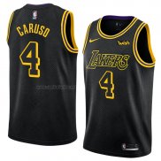 Camiseta Los Angeles Lakers Alex Caruso #4 Ciudad 2018 Negro