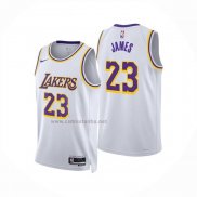 Camiseta Los Angeles Lakers LeBron James NO 23 Association 2024-25 Blanco