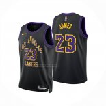 Camiseta Los Angeles Lakers LeBron James NO 23 Ciudad 2025-26 Negro