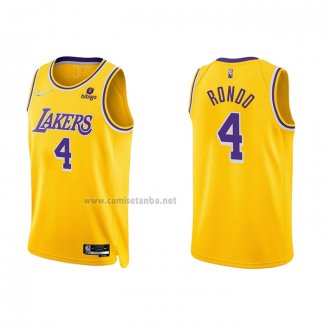 Camiseta Los Angeles Lakers Rajon Rondo #4 75th Anniversary 2021-22 Amarillo