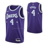 Camiseta Los Angeles Lakers Rajon Rondo #4 Ciudad Edition 2021-22 Violeta