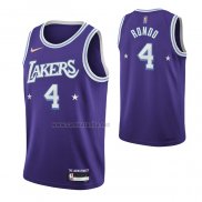 Camiseta Los Angeles Lakers Rajon Rondo #4 Ciudad Edition 2021-22 Violeta