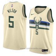 Camiseta Milwaukee Bucks D.j. Wilson #5 Ciudad 2018 Crema