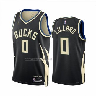 Camiseta Milwaukee Bucks Damian Lillard #0 Statement 2022-23 Negro