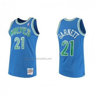 Camiseta Minnesota Timberwolves Kevin Garnett #21 Hardwood Classics Throwback Azul