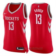 Camiseta Mujer Houston Rockets James Harden #13 Icon 2017-18 Rojo