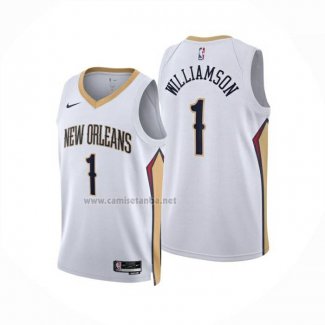 Camiseta New Orleans Pelicans Zion Williamson NO 1 Association 2024-25 Blanco