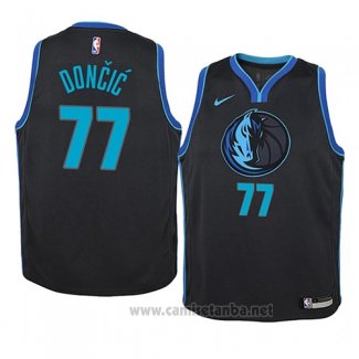 Camiseta Nino Dallas Mavericks Luka Doncic #77 Ciudad 2018-19 Azul